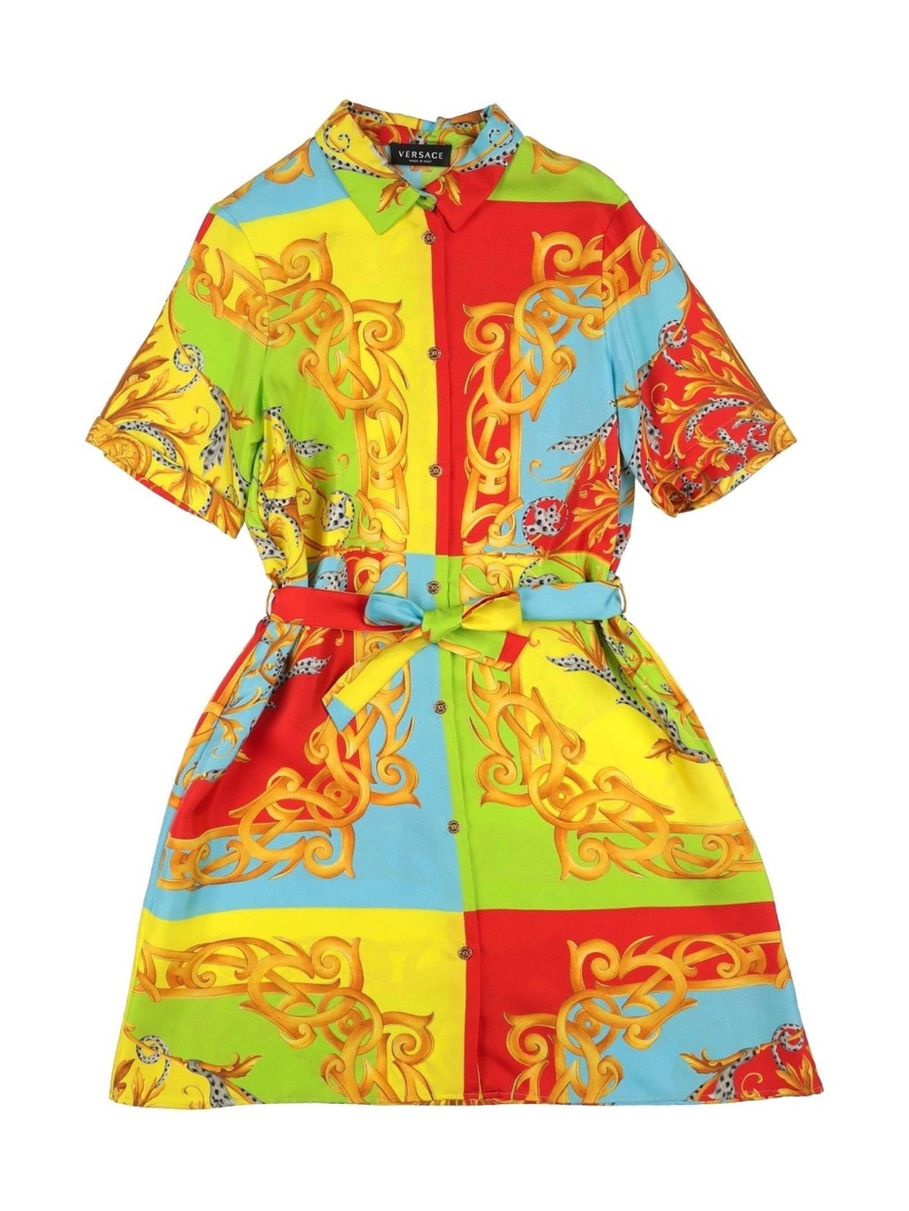 Versace Bright Multicolor Baroque Shirt Dress
